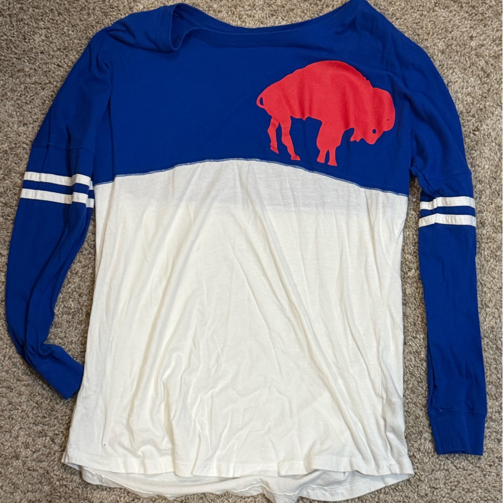 Buffalo Bills Blue and White Long Sleeve Tee with Red Buffalo